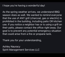 BBQ is banned and we're required to squeal on neighbors.